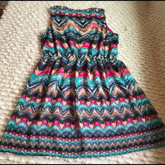 AB Studio V-neck Abstract Watercolor Dress Size XL - Picture 4 of 8